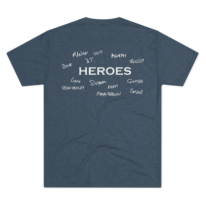Heroes T‑Shirt — Memorial Tribute Tee with Handwritten Names
