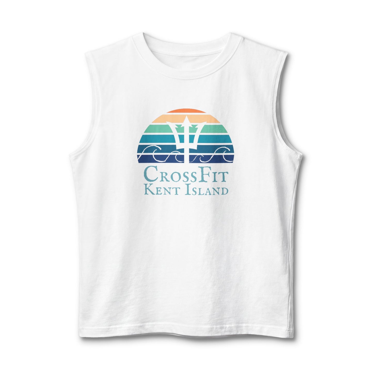 CrossFit Kent Island Muscle Tank — Retro Sunset Logo Fitness Tank