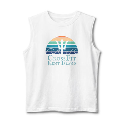 CrossFit Kent Island Muscle Tank — Retro Sunset Logo Fitness Tank