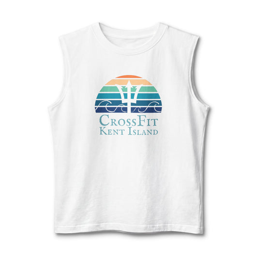 CrossFit Kent Island Muscle Tank — Retro Sunset Logo Fitness Tank