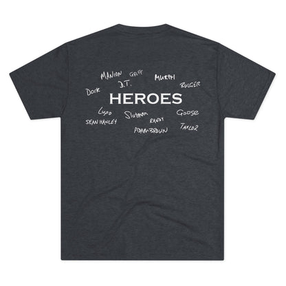 Heroes T‑Shirt — Memorial Tribute Tee with Handwritten Names