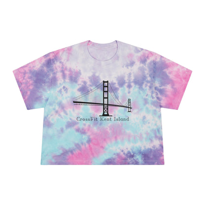 CrossFit Kent Island Tie-Dye Crop Tee — Women's Coastal Blue Workout Top