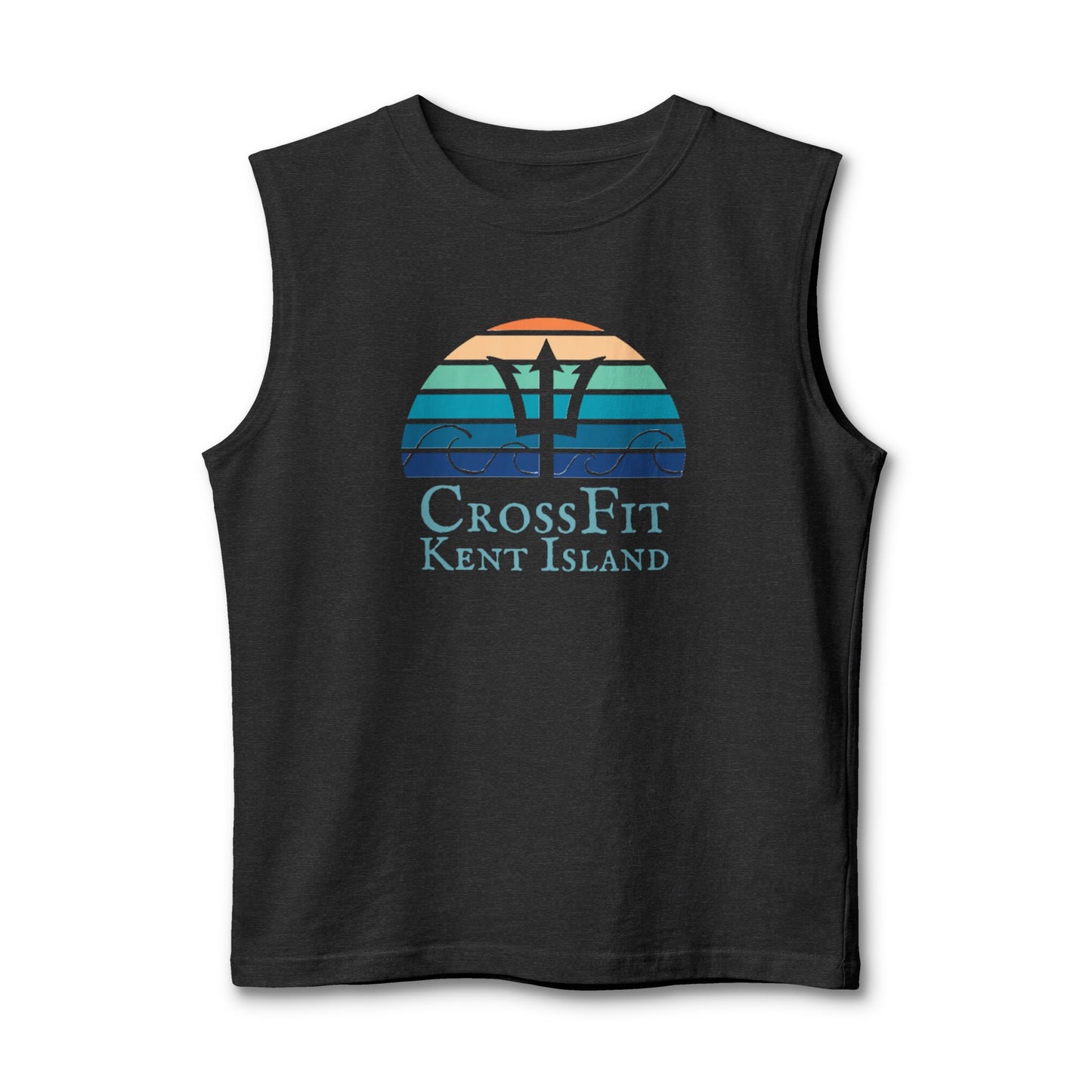 CrossFit Kent Island Muscle Tank — Retro Sunset Logo Fitness Tank