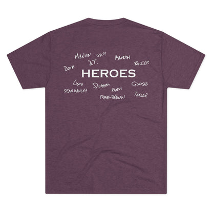 Heroes T‑Shirt — Memorial Tribute Tee with Handwritten Names