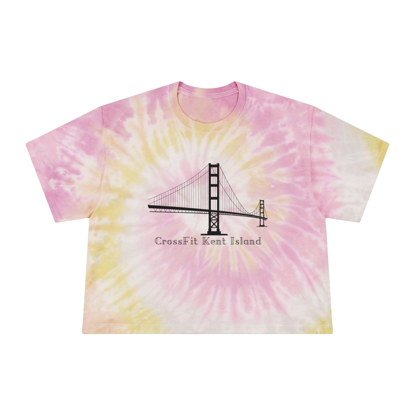 CrossFit Kent Island Tie-Dye Crop Tee — Women's Coastal Blue Workout Top