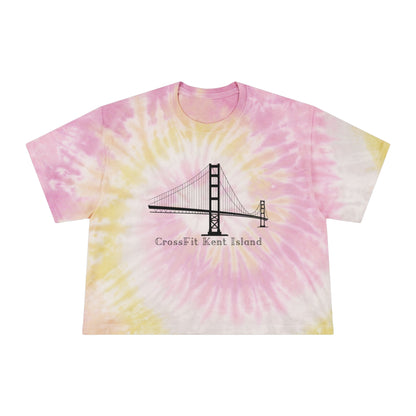 CrossFit Kent Island Tie-Dye Crop Tee — Women's Coastal Blue Workout Top