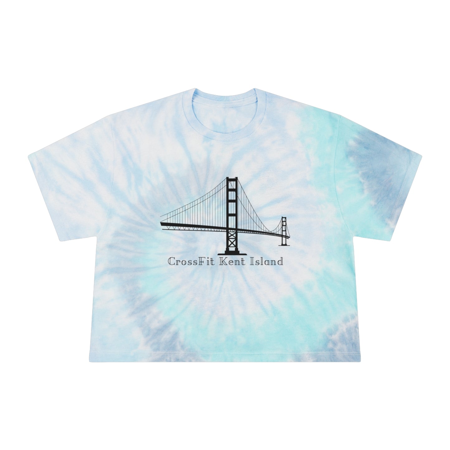 CrossFit Kent Island Tie-Dye Crop Tee — Women's Coastal Blue Workout Top