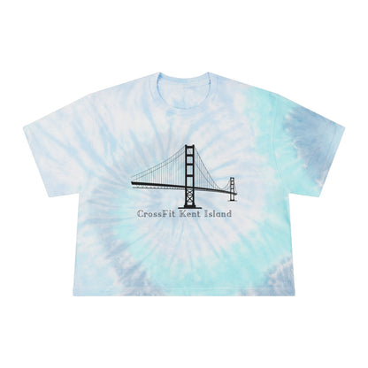 CrossFit Kent Island Tie-Dye Crop Tee — Women's Coastal Blue Workout Top