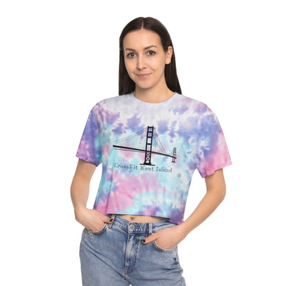 CrossFit Kent Island Tie-Dye Crop Tee — Women's Coastal Blue Workout Top