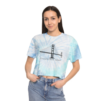 CrossFit Kent Island Tie-Dye Crop Tee — Women's Coastal Blue Workout Top