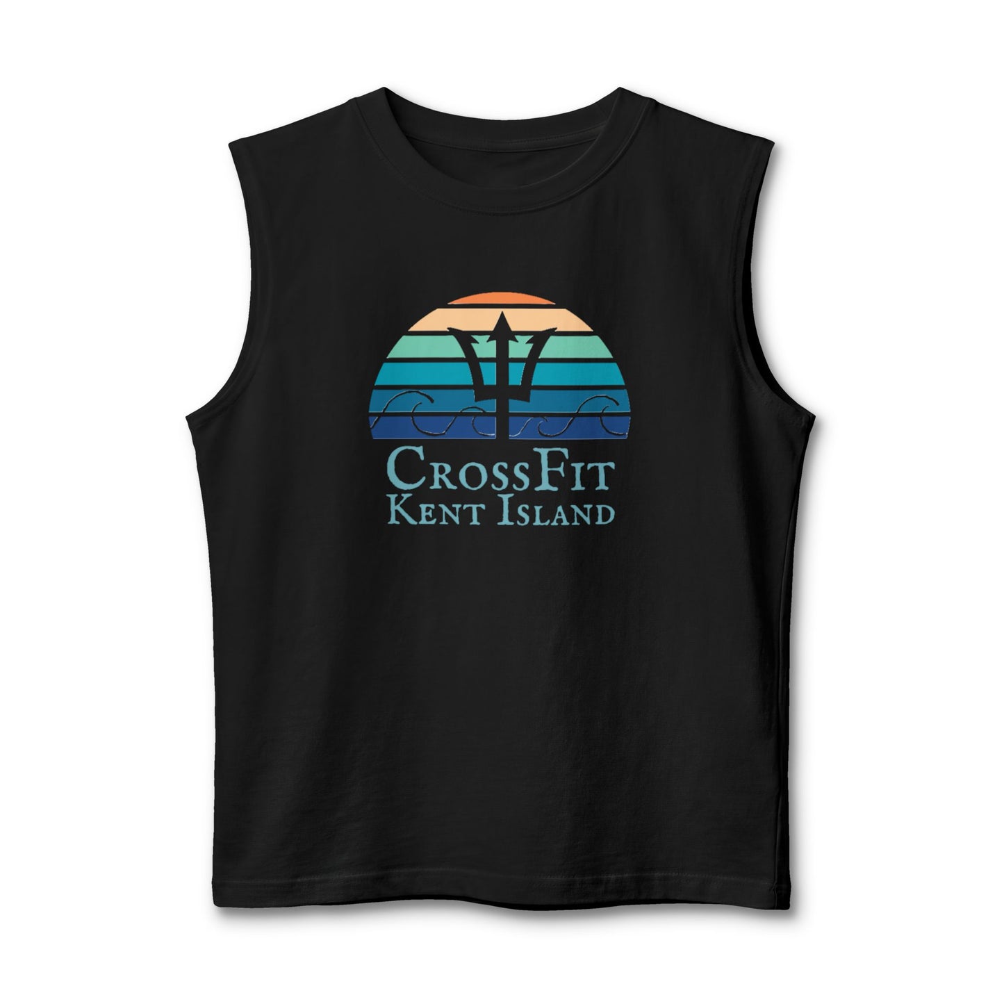 CrossFit Kent Island Muscle Tank — Retro Sunset Logo Fitness Tank